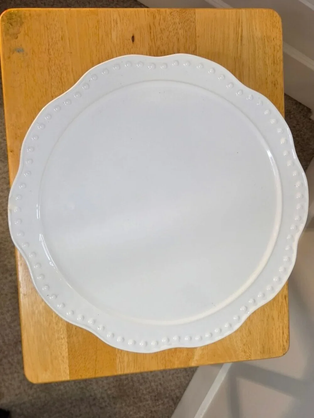 Rustic Dots White 13 in Pedestal Cake Stand